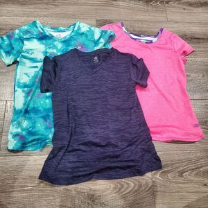 Girls Athletic Shirts Size 10-12 Kids Short Sleeve Tee Set Pink, Blue, Navy